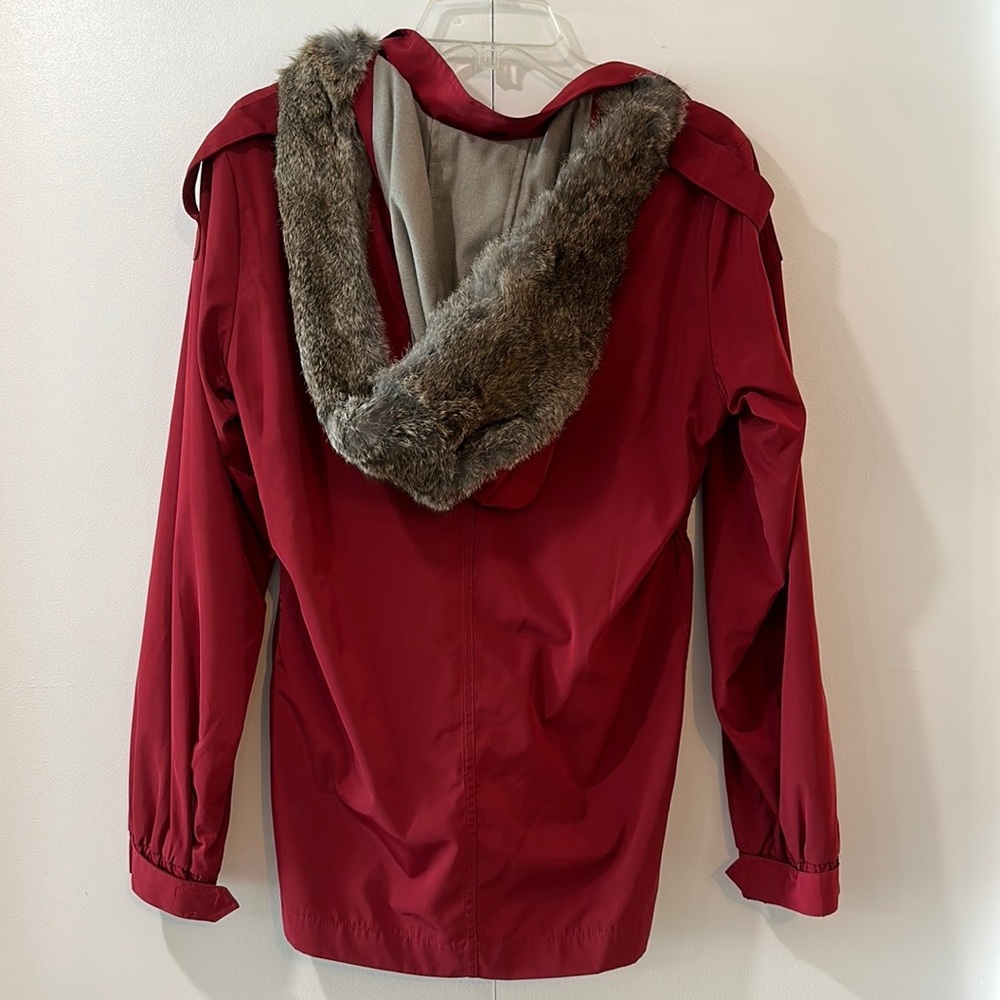 Ali Ro Red Parka Fur Hooded Jacket - Picture 6 of 9